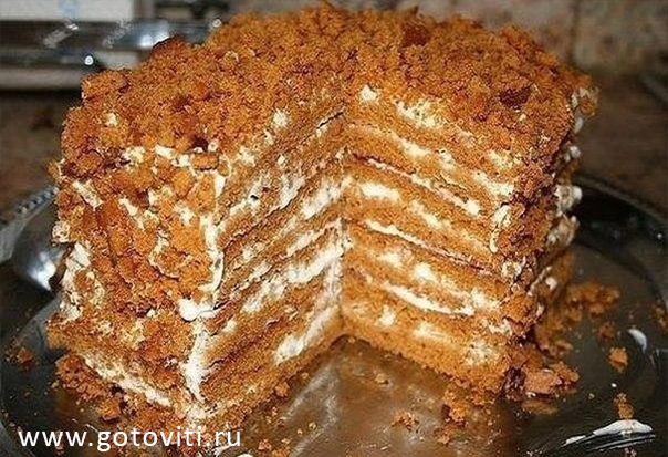 Простой медовый тортик, для тех, кто не любит раскатывать тесто!