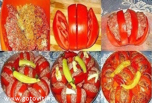 Запеченные помидоры с фаршем — вкусно и красиво