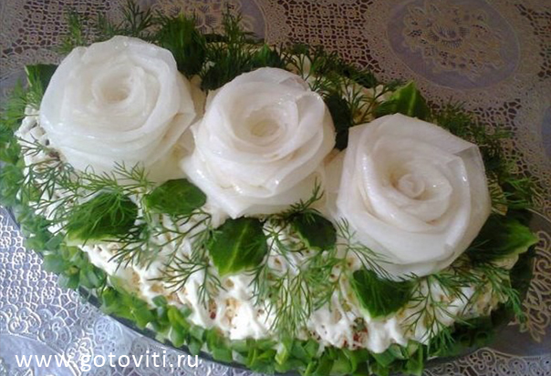 Салат *Три белых розы*!